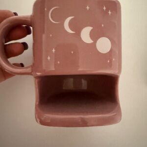 Ceramic Pink Moon Phases Mug with Biscuit Holder
